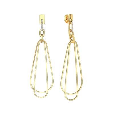 BRINCO ELO COMPRIDO COM DIAMANTES EM OURO 18K