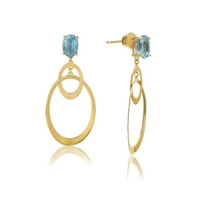 BRINCO ELO OVAL COM TOPÁZIO SWISS EM OURO 18K