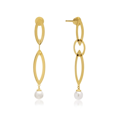 BRINCO ELOS COM PÉROLA CULTIVADA EM OURO 18K