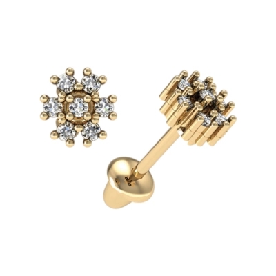 Brinco Redondo Médio Ouro 18k Com Diamantes