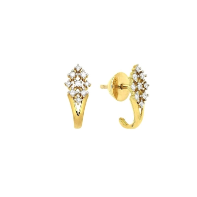 Brinco Gancho com Diamantes em Ouro 18k