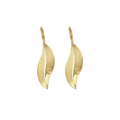 BRINCO GANCHO FOLHA EM OURO 18K