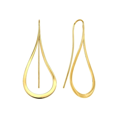 BRINCO GANCHO GOTA VAZADA EM OURO 18K