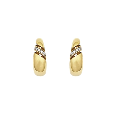 BRINCO MEIA ARGOLA ABAULADA EM OURO 18K COM DIAMANTES 0,04CT