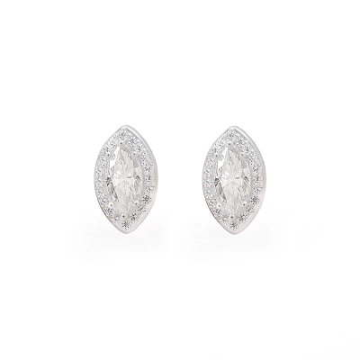 Brinco Navete Prata 925 Ródio e Moissanite 1,6ct