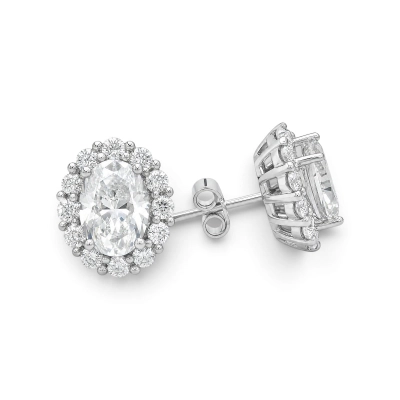 Brinco Oval Moissanite Prata 925
