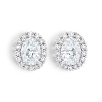 Brinco Oval Moissanite Prata 925