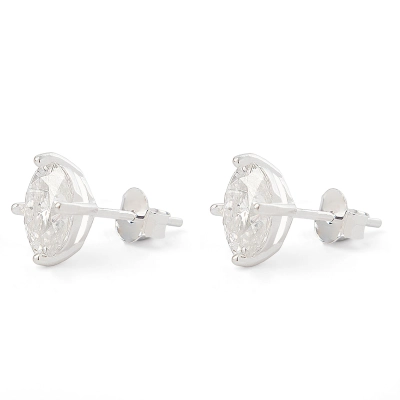 Brinco Oval Prata 925 Ródio e Moissanite 3,0ct