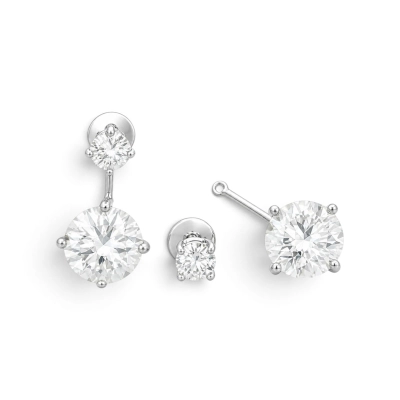 Brinco Enlace Pedra Dupla Prata 925 Moissanite