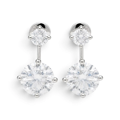 Brinco Enlace Pedra Dupla Prata 925 Moissanite