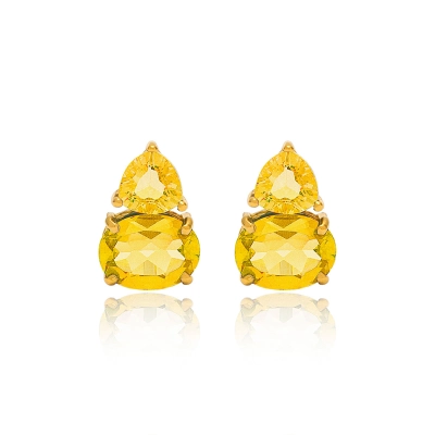 BRINCO PEDRAS COM CITRINO EM OURO 18K