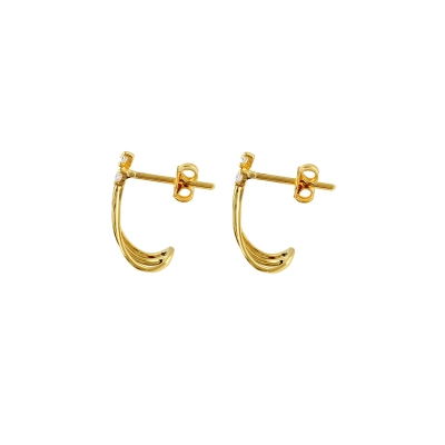 Brinco Porto Fios Ouro 18k Com Zircônias