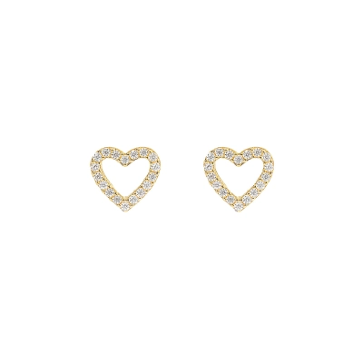 BRINCO PRISMA CORAÇÃO VAZADO BORDA ZIRCÔNIAS OURO 18K