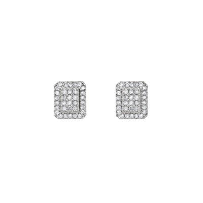 BRINCO QUADRADO EM OURO BRANCO 18K COM DIAMANTES 0,252CT