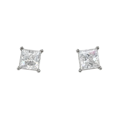 Brinco Quadrado Moissanite Prata 925