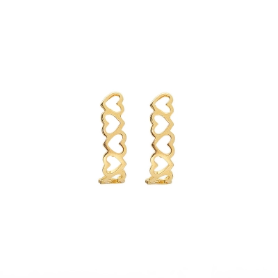 BRINCO VÍNCULO FIO CORAÇÕES OURO 18K