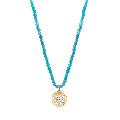 COLAR APATITA PLACA SÃO BENTO OURO 18K
