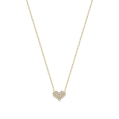 COLAR CHUVEIRO CORAÇÃO EM OURO 18K COM DIAMANTES 0,085CTS 46CM