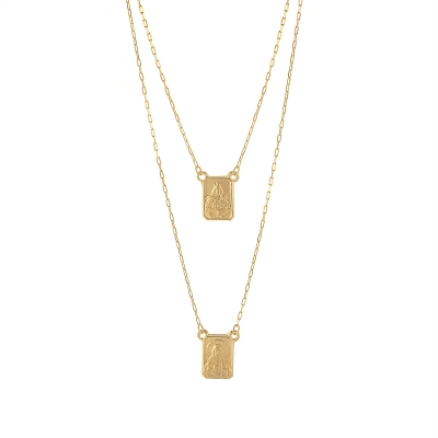 COLAR ESCAPULÁRIO NOSSA SENHORA DO CARMO E SAGRADO CORAÇÃO DE JESUS EM OURO 18K