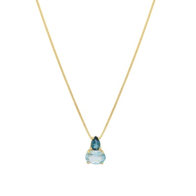 COLAR INSTANTE DOIS TOPÁZIOS OURO 18K