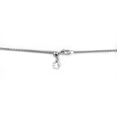 COLAR MEIA RIVIERA FLOR COM DIAMANTES EM OURO BRANCO 18K 40CM