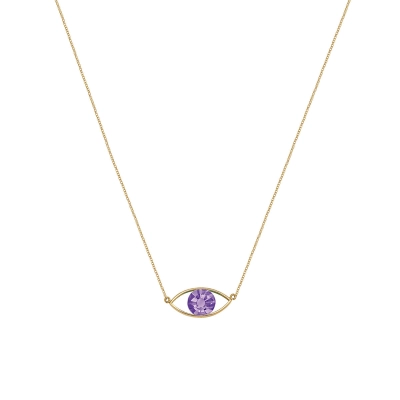 COLAR OLHO GREGO EM OURO 18K COM AMETISTA 45CM