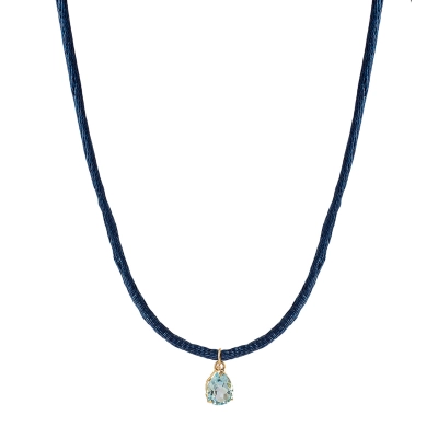 COLAR PAZ FIO SEDA GOTA TOPÁZIO AZUL