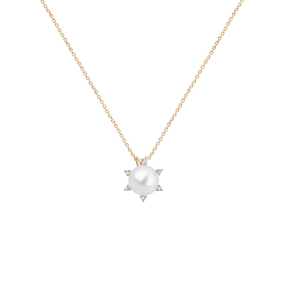 Colar Pérola Grande Com Diamantes Ouro 18k