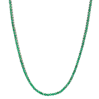 COLAR RIVIERA ESMERALDAS EM OURO BRANCO 18K 40CM