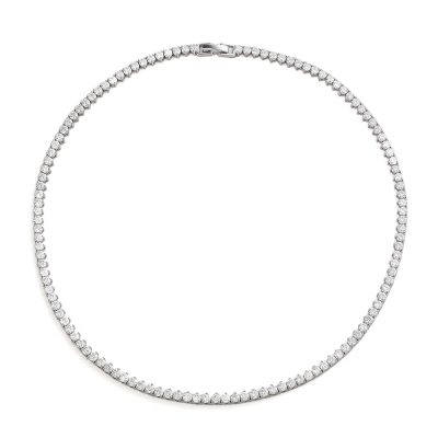 Colar Riviera Moissanite Prata 925 Com Ródio