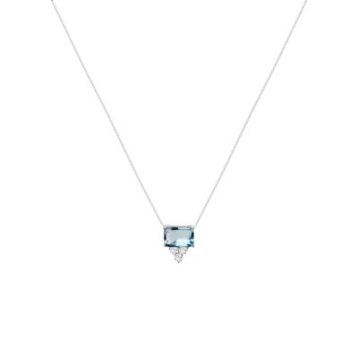 Colar Topázio e Diamantes Ouro Branco 18k