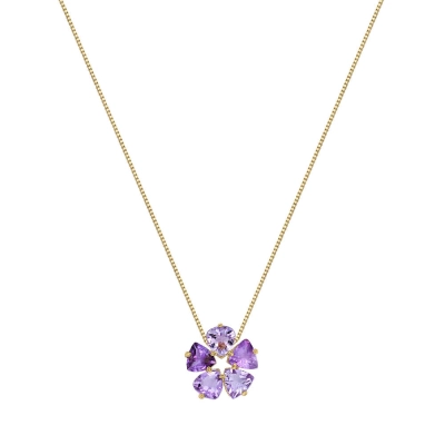 COLAR TREVO AMETISTA EM OURO 18K 45CM