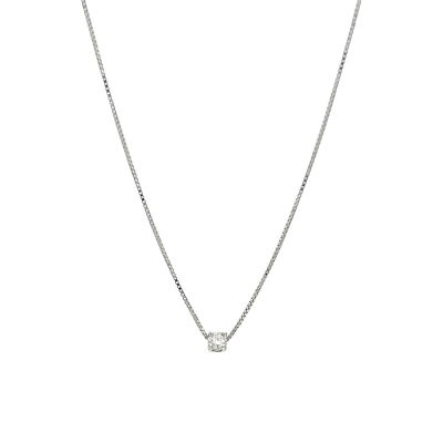COLAR PONTO DE LUZ OURO BRANCO 18K COM DIAMANTE 0,05CT 41CM /46CM