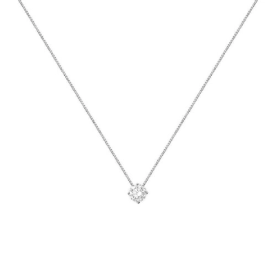 COLAR PONTO DE LUZ EM OURO BRANCO 18K COM DIAMANTE 0,10CT