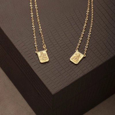 Colar Escapulário Céu Duplo Ouro 18k Sagrado Coração