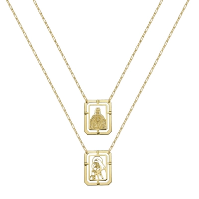 ESCAPULÁRIO NSRA DO CARMO SAGRADO CORAÇÃO DE JESUS EM OURO 18K 60CM