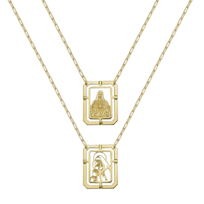 ESCAPULÁRIO NSRA DO CARMO SAGRADO CORAÇÃO DE JESUS EM OURO 18K 60CM