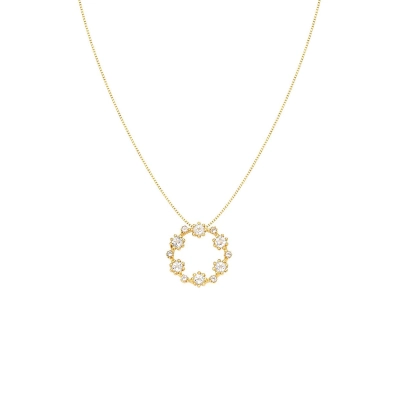 COLAR CÍRCULO COM TOPÁZIO BRANCO EM OURO 18K 42CM