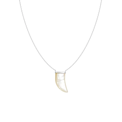 Gargantilha Dente em Prata 925 com Madre Pérola e Ródio 45cm