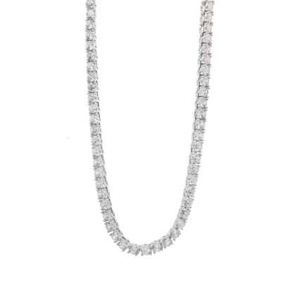 Gargantilha Fio Zircônias em Prata 925 e Ródio 45cm