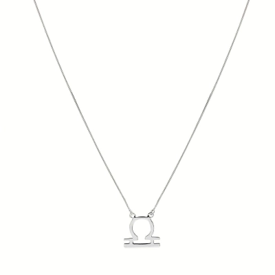 Gargantilha Signo Libra em Prata com Ródio Branco