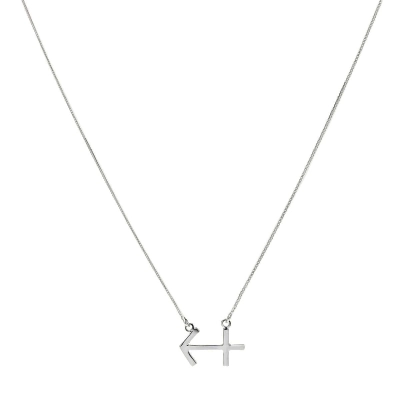 GARGANTILHA SIGNO SAGITÁRIO EM PRATA COM RÓDIO BRANCO