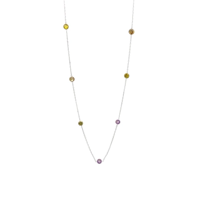 Choker Zircônias Colors Prata 925 Ródio 37/42cm