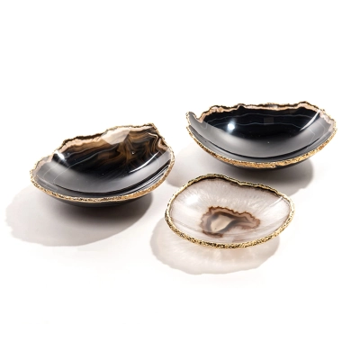 KIT BOWL TRÊS UNIDADES DOIS PRETOS UM CRISTALIZADO ÁGATA - LINHA HOME