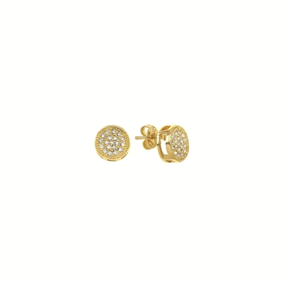 Colar e Brinco Pavê em Prata 925 Banho em Ouro e Zircônias