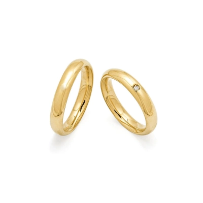 Par de Alianças Felizes para Sempre em Ouro 18K