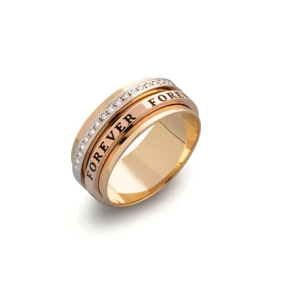 Par de Alianças Forever em Ouro 18K Tricolor