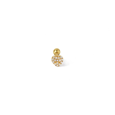 PIERCING CORAÇÃO OURO 18K COM ZIRCÔNIA