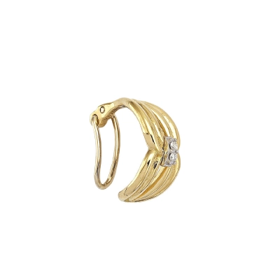 Piercing Gota Canelado Em Ouro 18k Com Diamantes 0,018cts.