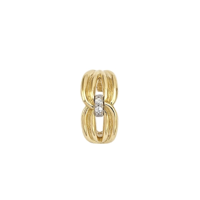 Piercing Gota Canelado Em Ouro 18k Com Diamantes 0,018cts.